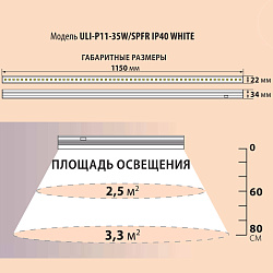 Светильник светодиодный для растений 35Вт 1150мм IP40 ULI-P11-35W/SPFR WHITE UL-00002259 Uniel